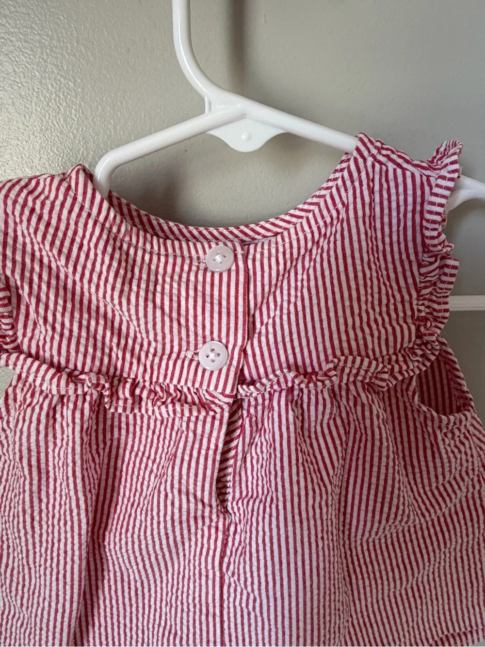 Starting Out Girls 6M 2pc Red/White Striped Ruffle Top & Shorts Cotton Set